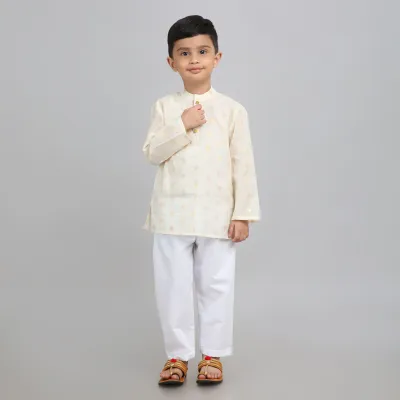Boys Cream Cotton Kurta Pyjama – Comfortable Festive Wear