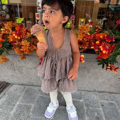 Mocha Mousse Tiered Ruffle Set — Girls Sleeveless Top & Shorts Co-ord