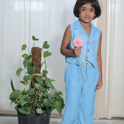 Blue-Cord Sweetheart Set — Perfect For Tuition
