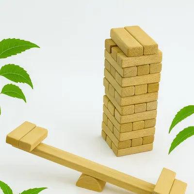 Neem Wooden Skill Play Combo – Tumbling Tower (54 Blocks) & Seesaw Balancing Toy | Fun Meets Focus