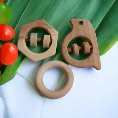 Sensory Developing Rattles & Teether - Made from pure neem wood