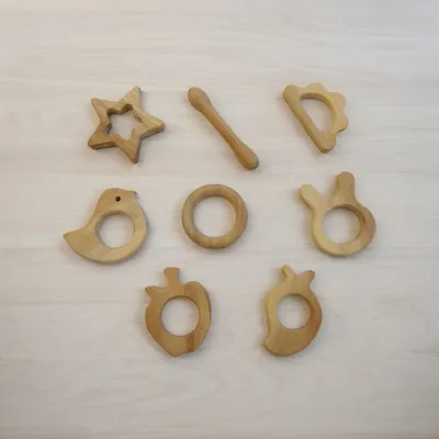 Pure Neem Wooden Teethers - Smooth Finishing with Round Edges-Natural Shapes 100% Safe & Healthy