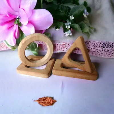 Neem Wooden Math Teethers For Babies of Age 0 To 3 Years | Square, Rectangle, Triangle & Circle Shapes