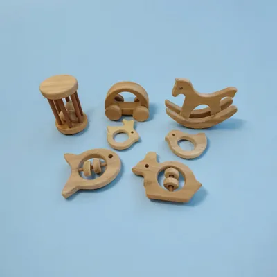 Set of 7-Joyful Toys for Toddlers- Made From Oure Neem Wood - Healthy & Immunity Boosting