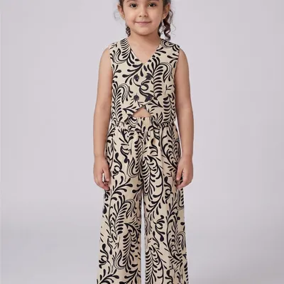 Girls Abstract Printed Waistcoat Co-Ord Set