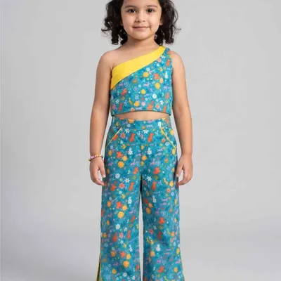 Girls One Shoulder Printed Co-Ord Set