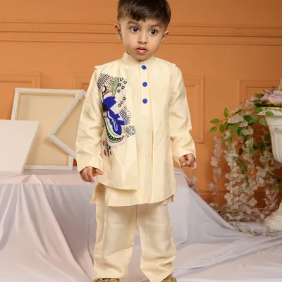 IVORY KURTA WITH EMBROIDERED JACKET SET