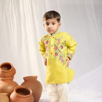 SELFDESIGN EMBROIDERED KURTA SET