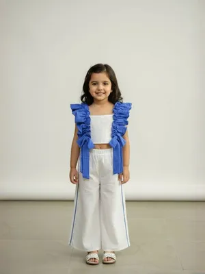 Azure Ruffle Cotton Co-ord Set — 2 — Infant