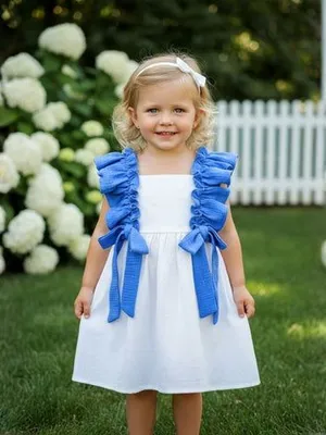 Blue Ruffle Bow Dress