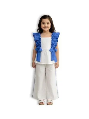 Azure Ruffle Cotton Co-Ord Set