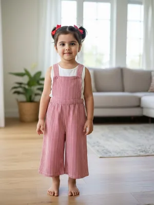 Candy Stripe Cotton Dungaree Set — Infant