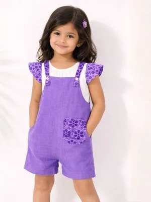 Lavender Pop Cotton Dungaree Set