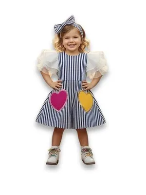 Candy Hearts Stripe Cotton Dress — Infant