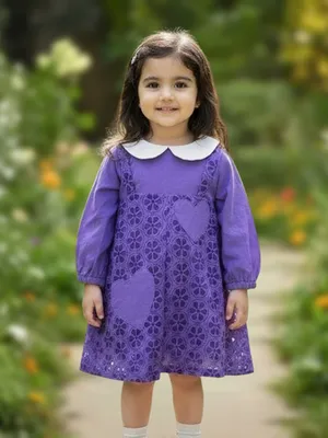 Lavender Heart Cotton Peter Pan Dress — Infant