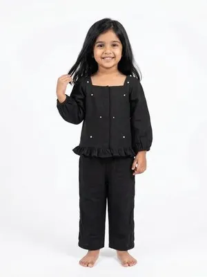 Noir Bloom Cotton Co-Ord Set — Infant