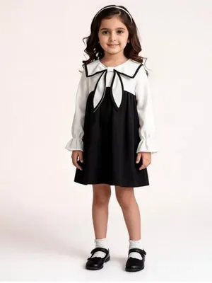 Black and white Sailor Bow Dress — Infant