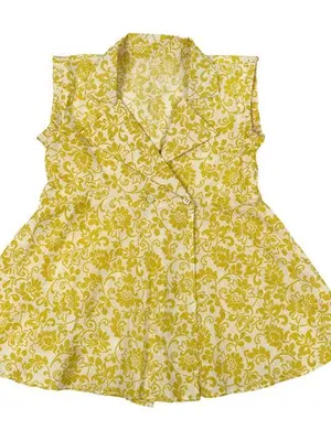 Girls Yellow Floral Top with Dhoti Pant Set