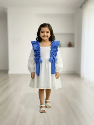 Azure Ruffle Cotton Dress — 2 — Infant