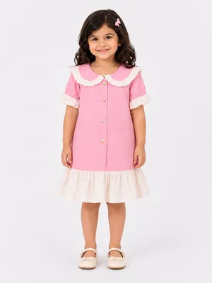 Rosy Ruffle Collar Dress