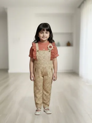 Heritage Bloom Cotton Dungaree Set