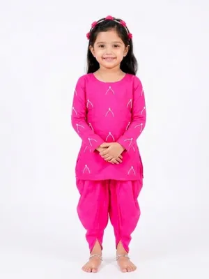 Rose Pink Cotton Kurta & Dhoti Set — Infant