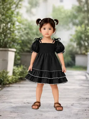Midnight Frill Cotton Dress